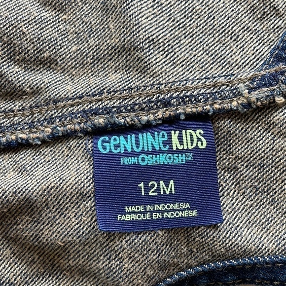 Oshkosh Kid’s Denim Overall Shorts Size 12M - Picture 6 of 7